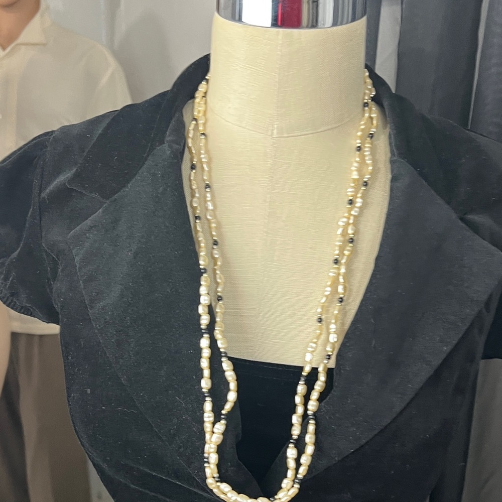 Park Lane Cream and Gold Layered Pearl Necklace - Picture 6 of 7